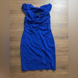 Lauren Ralph Lauren Women's Surplice Sheath Dress, Cobalt, Size 12